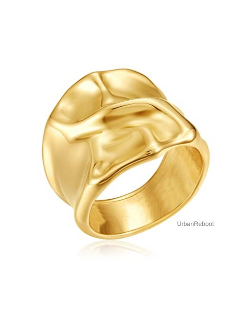 18K Gold Plated Stainless Steel Chunky Statement Rings Set Women